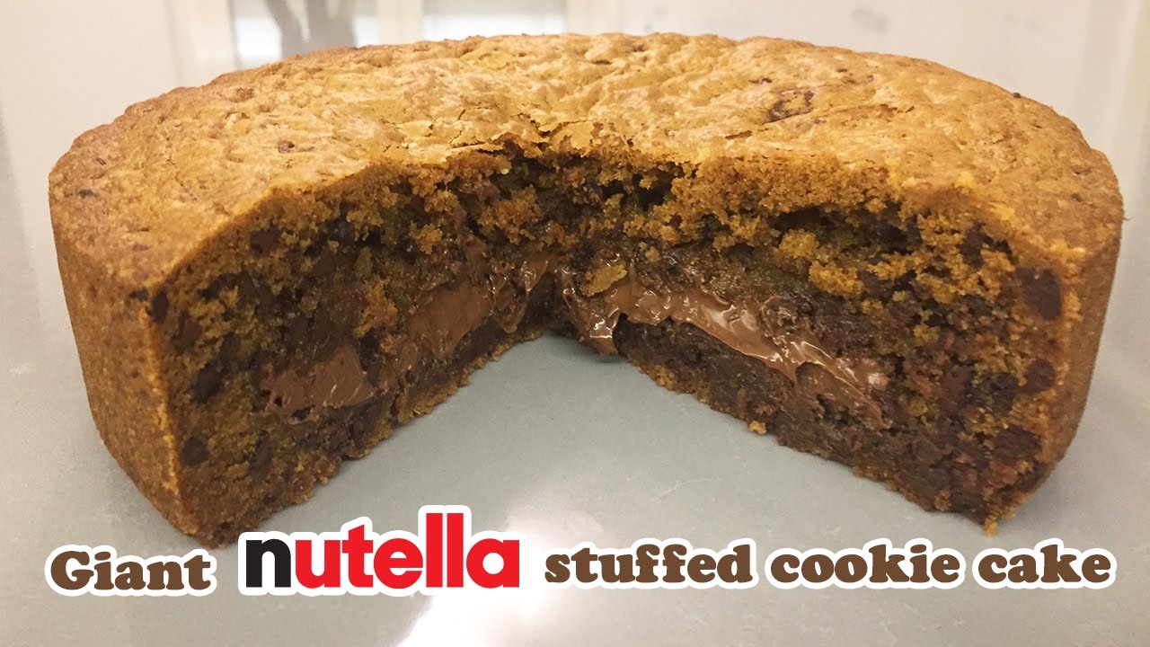 Giant Nutella Filled Cookie Cake - Cheeky Crumbs