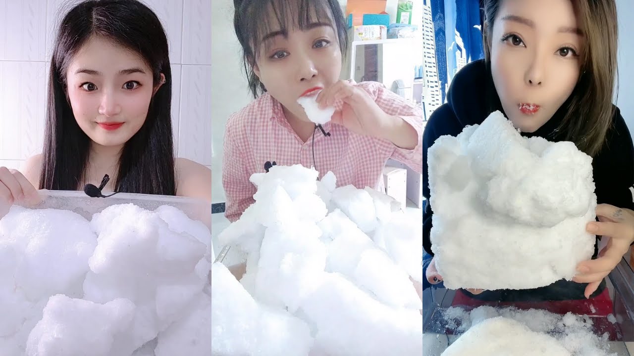 HUGE ICE CHUNKS FREEZER FROST EATING ASMR ❄️CRISPY & CRUNCHY SOUND SATISYING MUKBANG  氷を食べる音