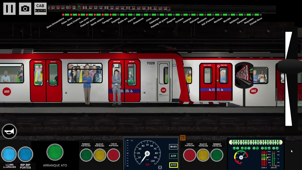 MetroSim Barcellona Linea L3 Zona Universitària - Trinitat Nova - Alstom Metropolis S7000 7025-7028
