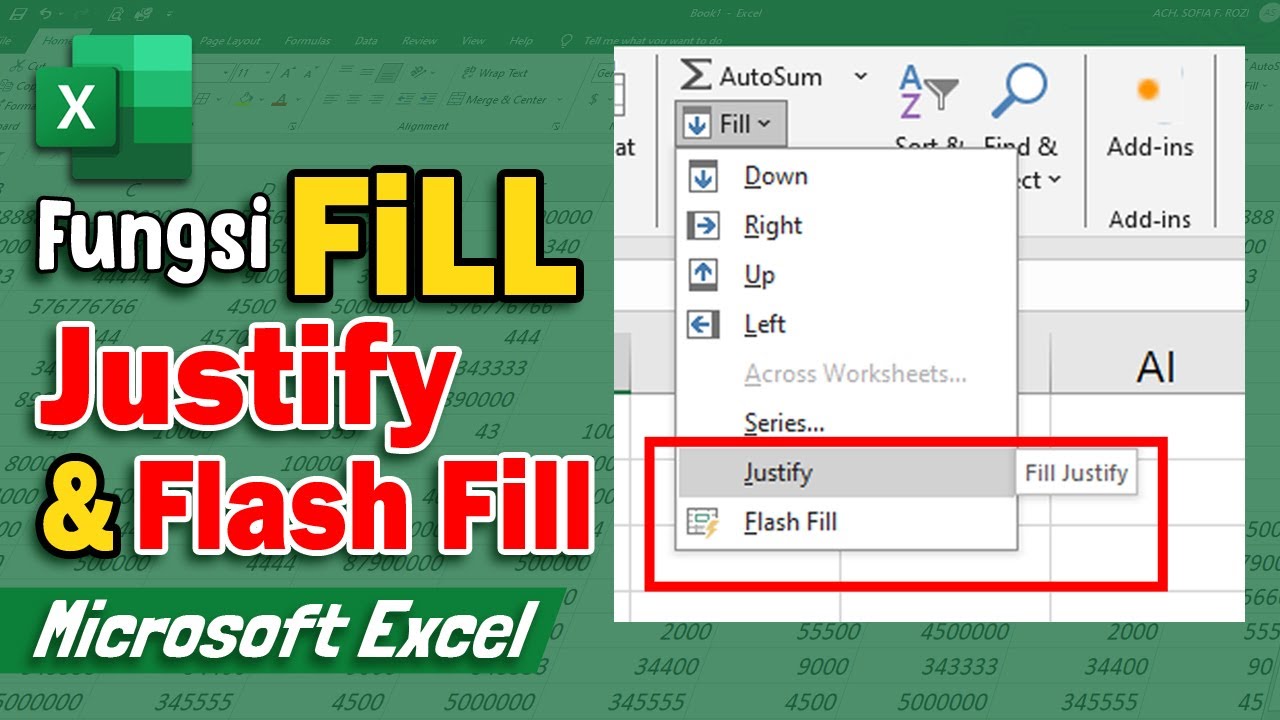 Belajar Excel Dasar #11: Cara Menggunakan Fill di Excel (Justify & Flash Fill) | Tutorial Pemula