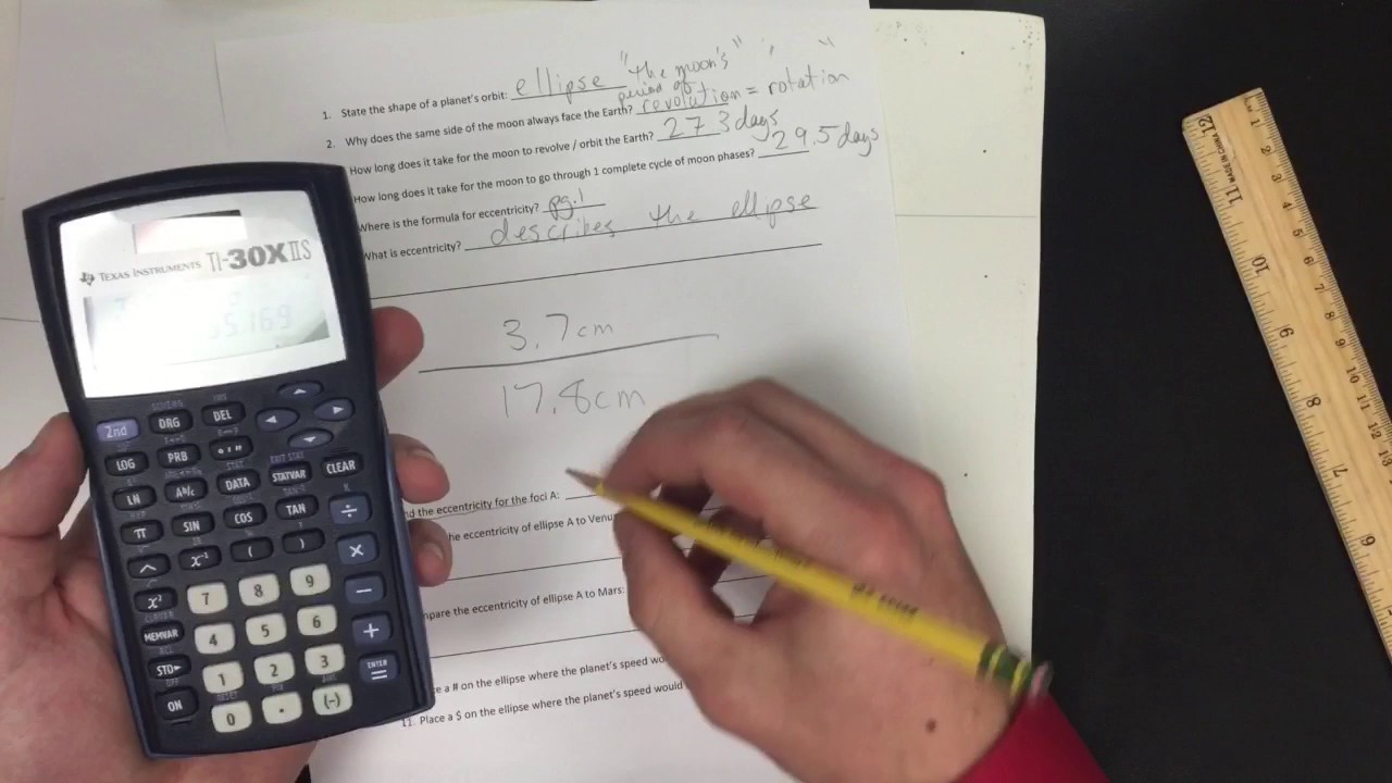 Lab practical Drawing an ellipse, measuring eccentricity, comparing ellipses, and velocity