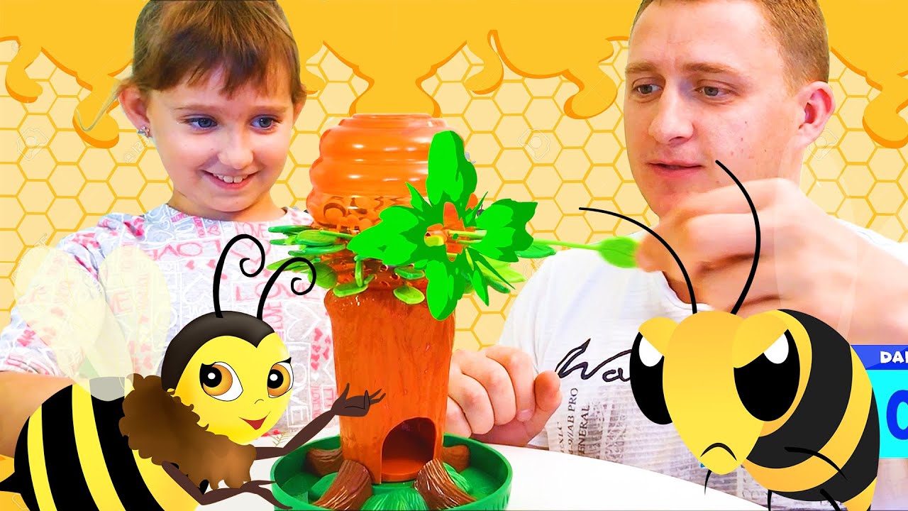 Board game honey bee tree challenge with Super Yuliya vs Dad