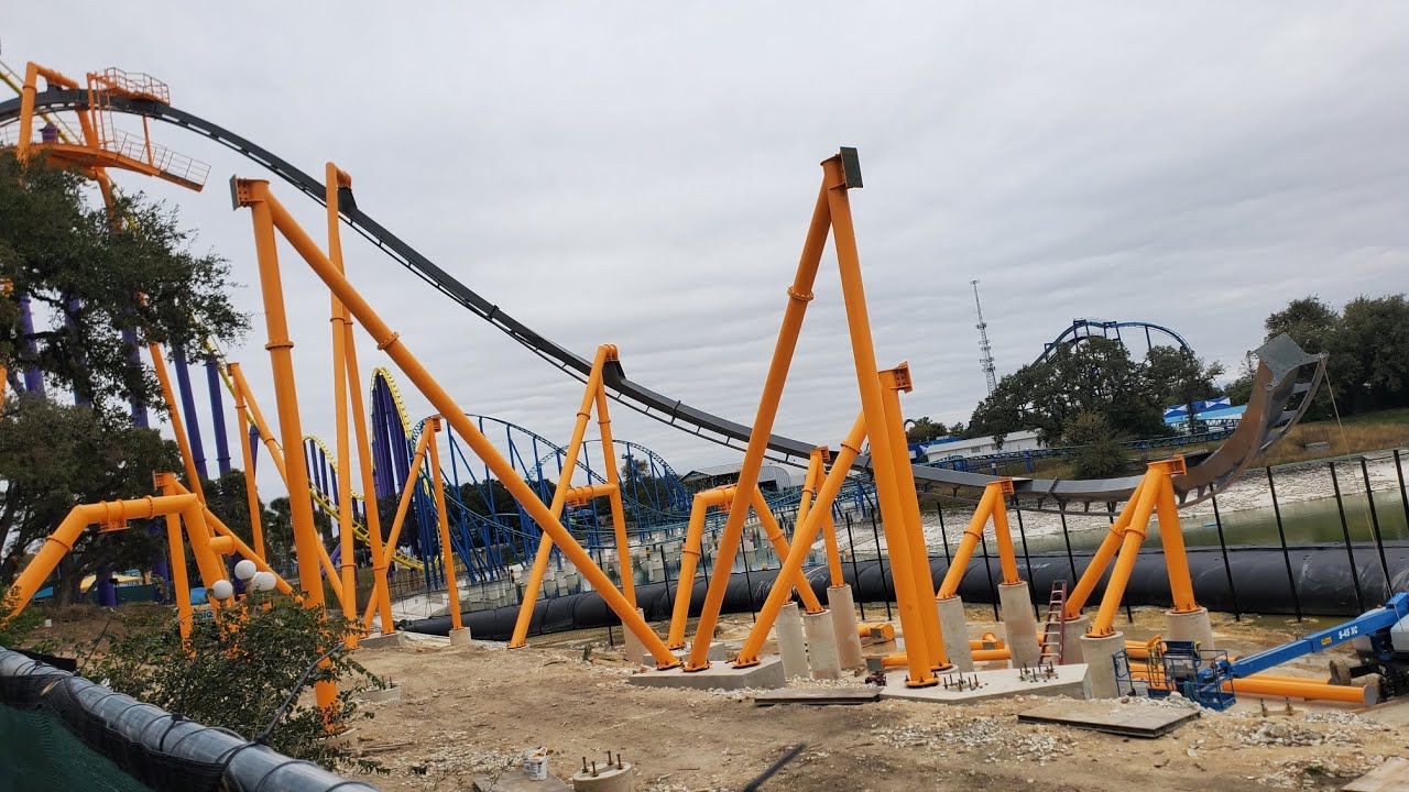 Barracuda Strike NEW 2026 Inverted Rollercoaster Updates SeaWorld Texas Walkaround Progress Video 4K