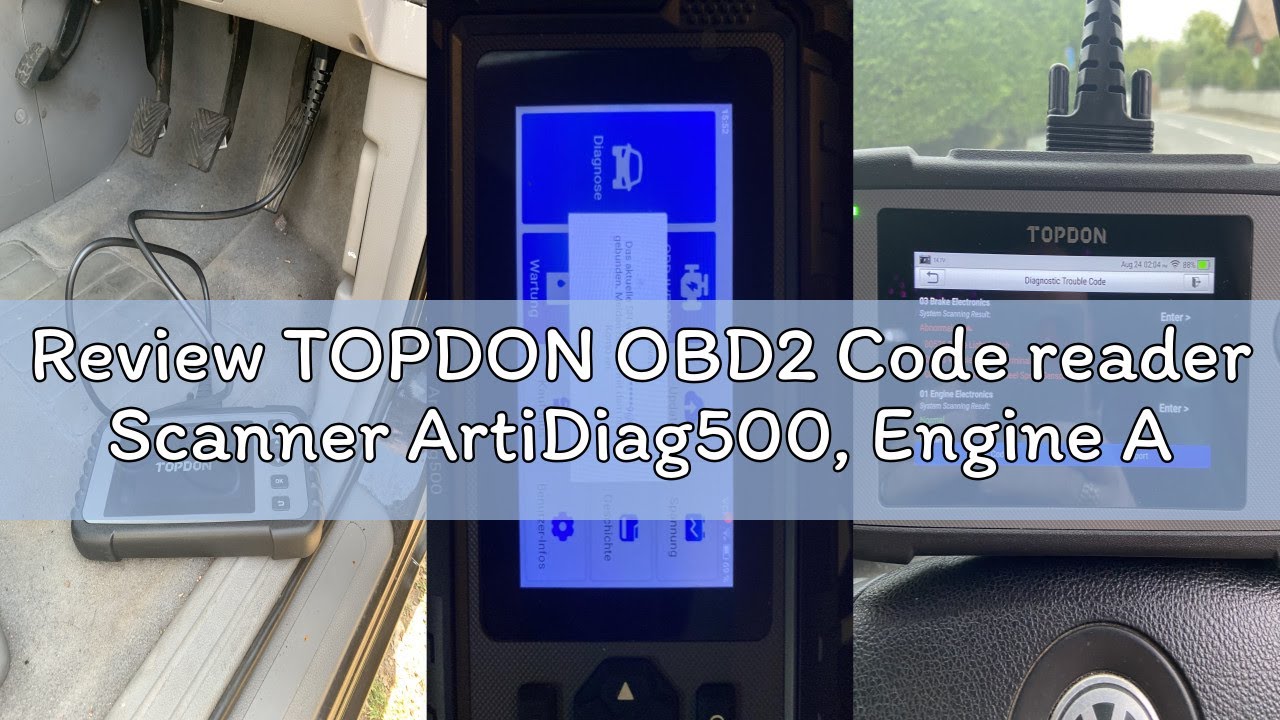 Review TOPDON OBD2 Code reader Scanner ArtiDiag500, Engine ABS SRS Transmission Car Diagnostic Tool