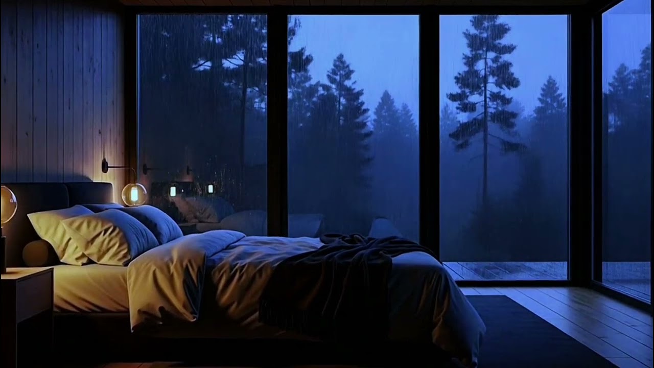 😴 NO ADS Gentle Rain Sounds in a Cozy Cabin | Fall Asleep Fast