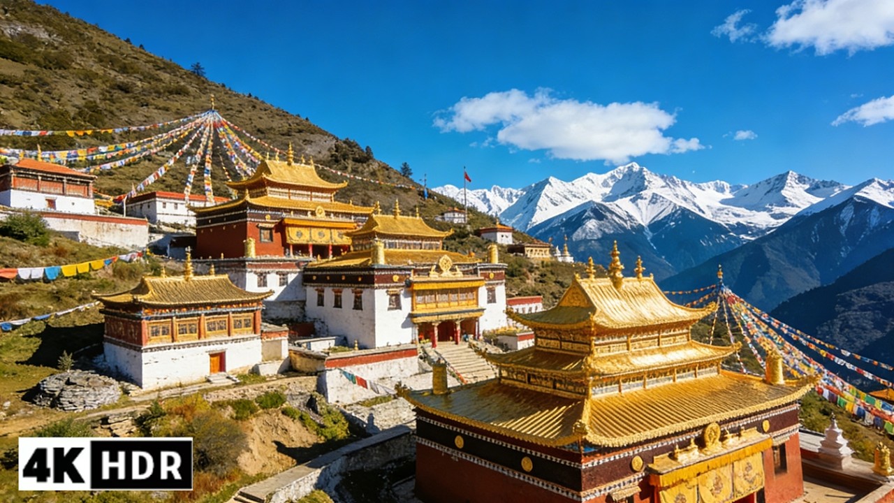 [4K HDR]Gold covering the entire temple?Opulent Buddhist Sanctuaries in China's Remote Mountains: