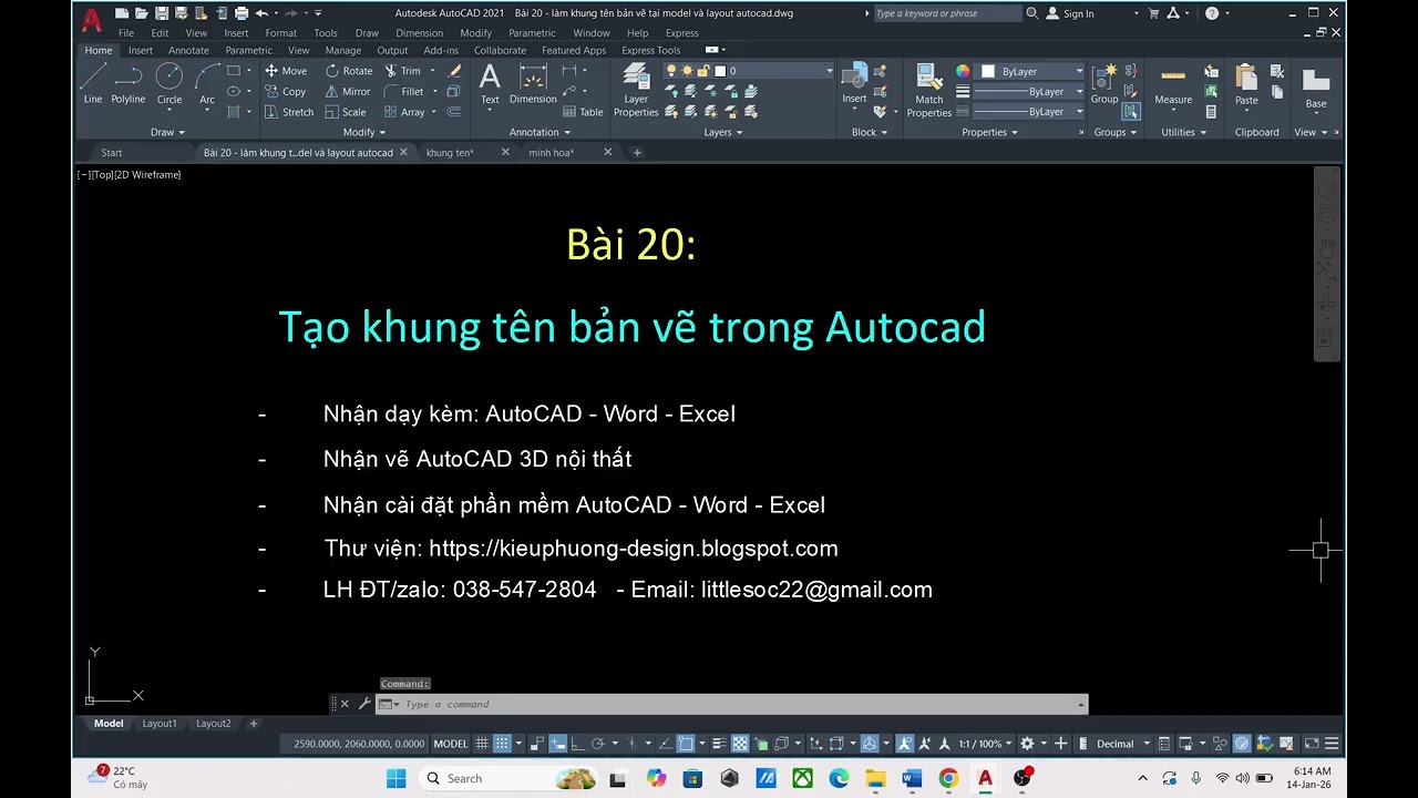 Làm Chủ AutoCAD 2D | Bài 20 Cách Làm Khung Tên - Tỷ Lệ Bản Vẽ Trong Model Và Layout Trong AutoCAD
