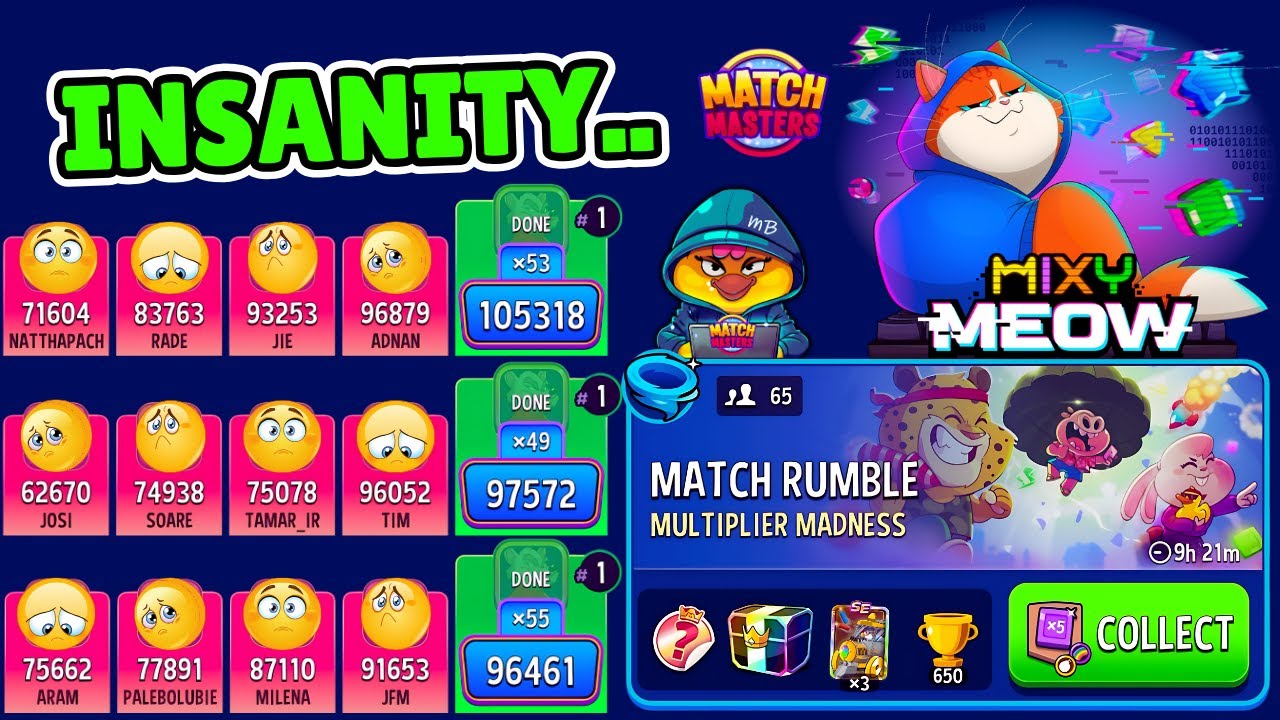 INSANE 65 players Multiplier Madness + Rainbow + Bombs Away Match Rumble | Match Masters
