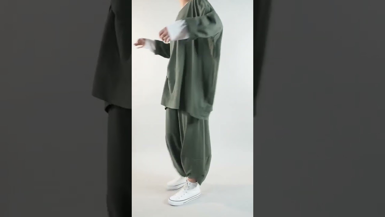 Made in Italy Lagenlook Hitch Up Cocoon Sweatshirt Khaki