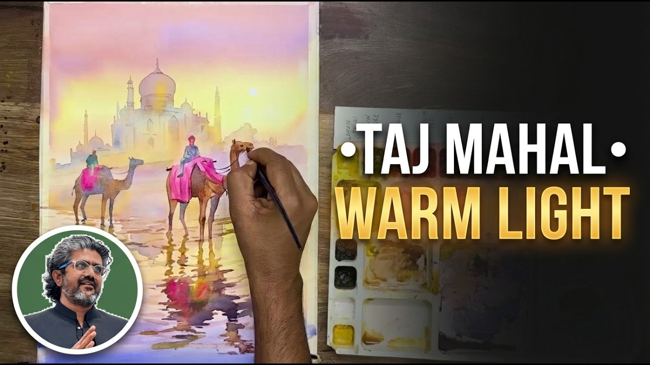 How to Paint a Dramatic Taj Mahal Scene in Watercolor | Vikrant Shitole