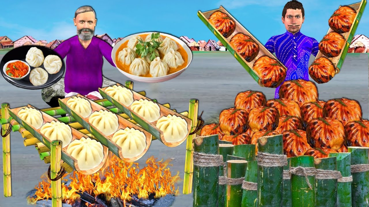Bamboo Momos Cooking Village Tasty Fried Bamboo Momos Street Food Hindi Kahaniya Funny Comedy Video