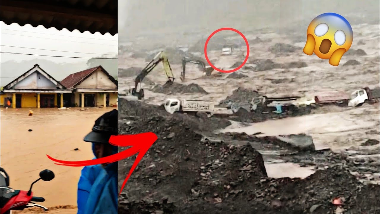 NGERI !!! BANJIR SEMERU NGAMUK MENERJANG TRUK, EXCA DAN RUMAH