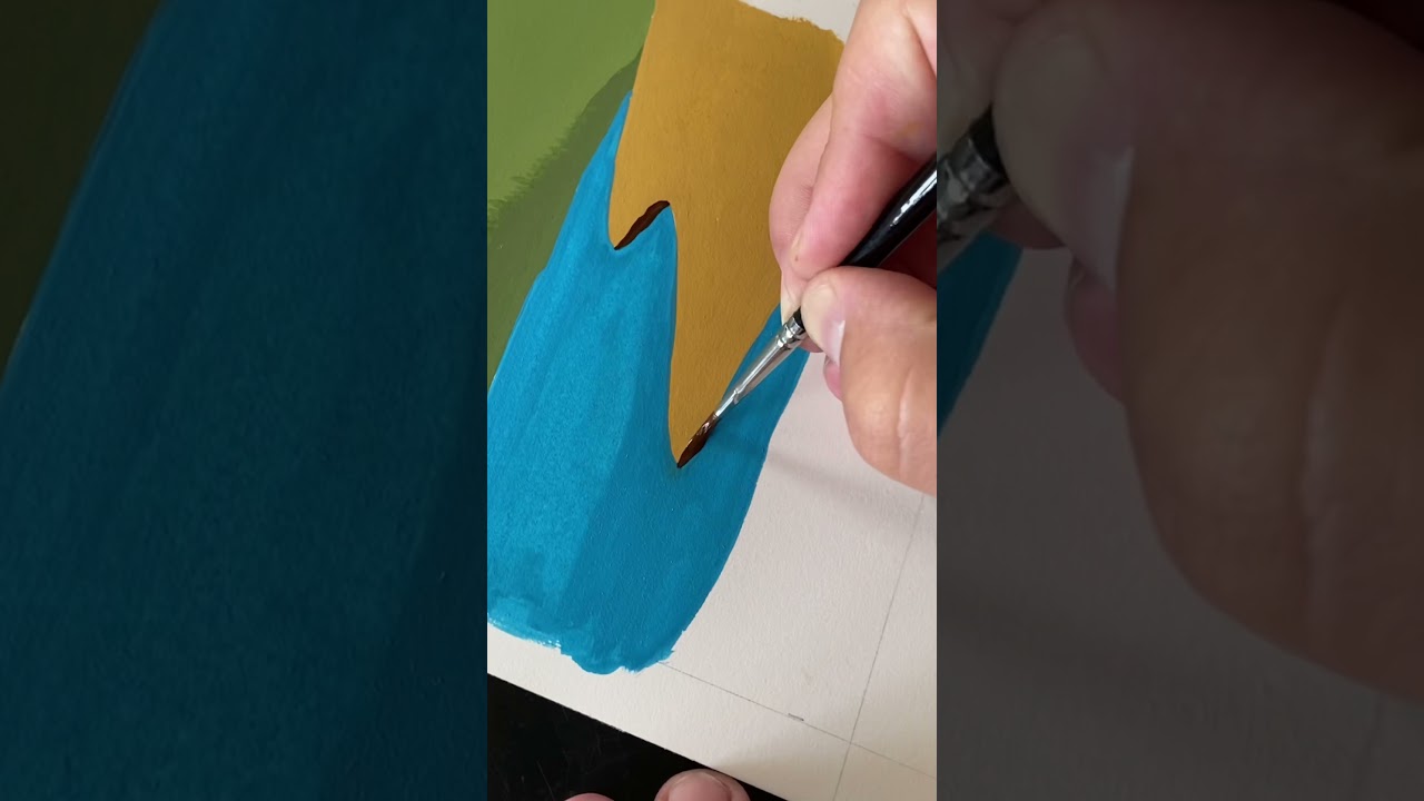 Gouache Painting Birch Tree Landscape by Philip Boelter 