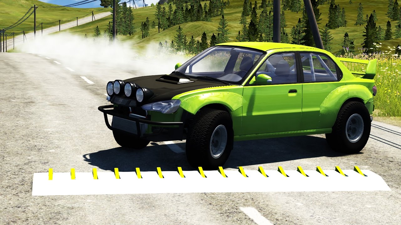 BLOWN UP TIRES - BeamNG Drive Spike Strip #1