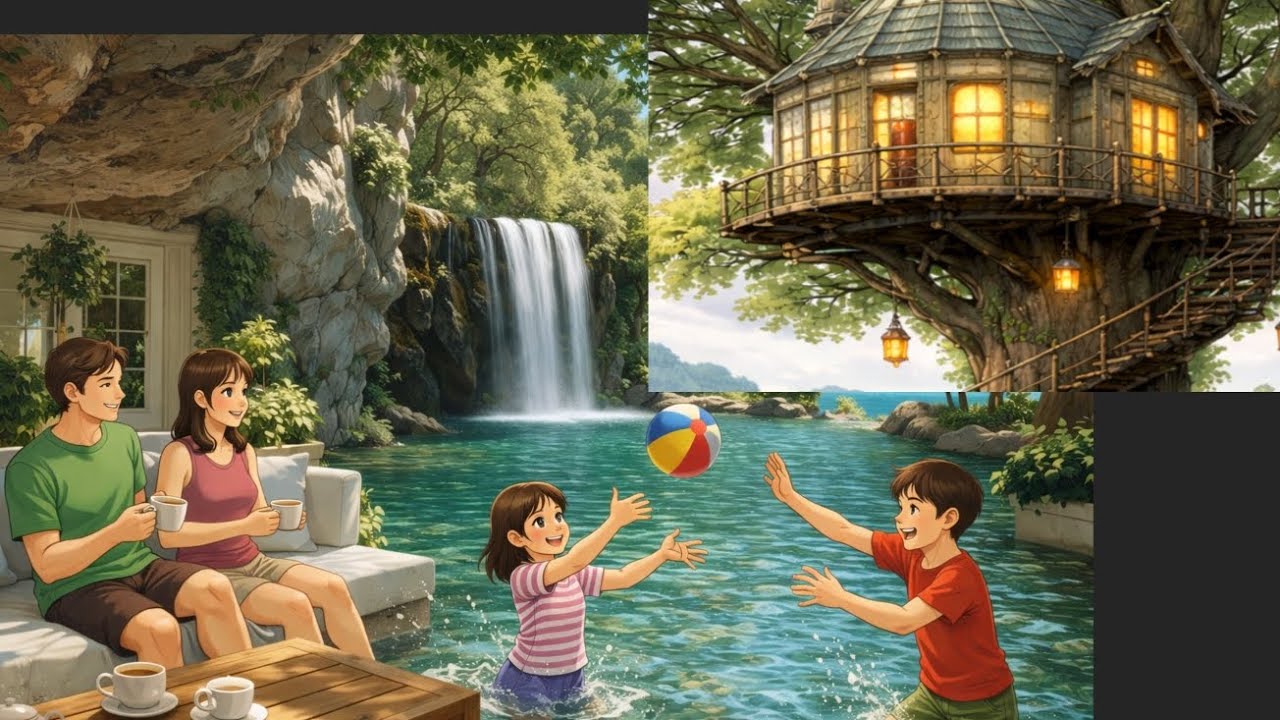 Going on a vacation with family. A day in a Tree House🏡 |Ghibli-Style animated video