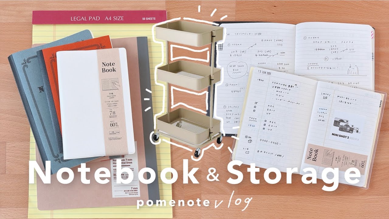 溺愛ノートの使い方📚文具の収納方法｜無印良品、DAISO、ニトリ｜手帳タイムvlog #journaling