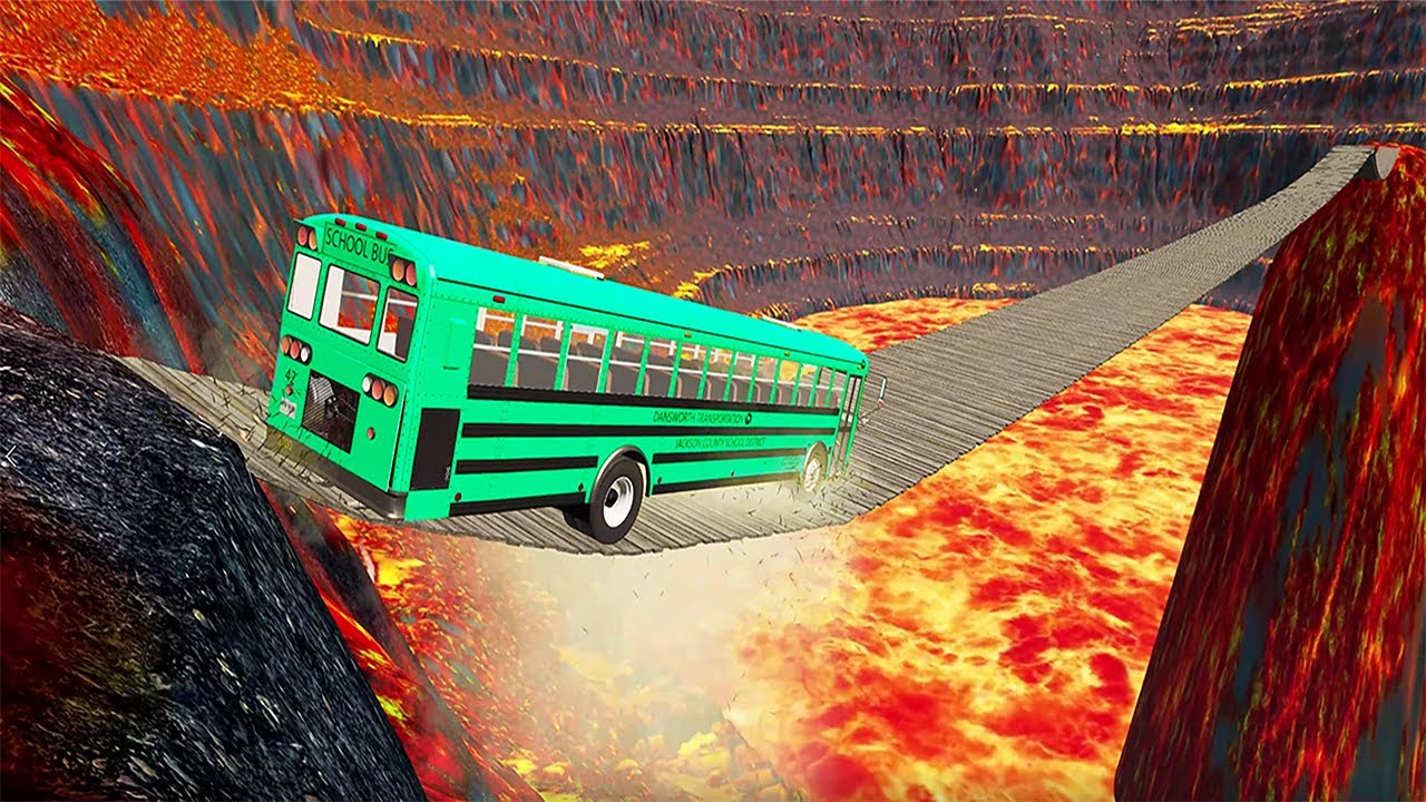 Beamng.Drive - Survival Rate School Bus Crashes & Jumps Who Can Survive?