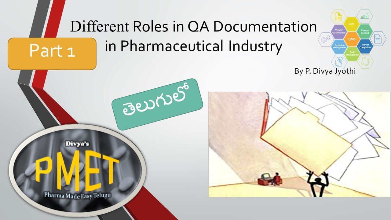Different Roles in QA Documentation in Pharmaceutical Industry - PART 1 (తెలుగులో | Telugu)