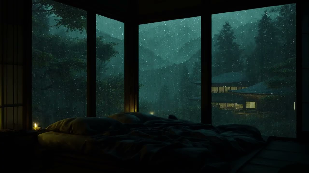 Natural Forest Rain at Night 🌧 (No Ads) | Quiet Rain Sounds for Deep Sleep & Restful Nights