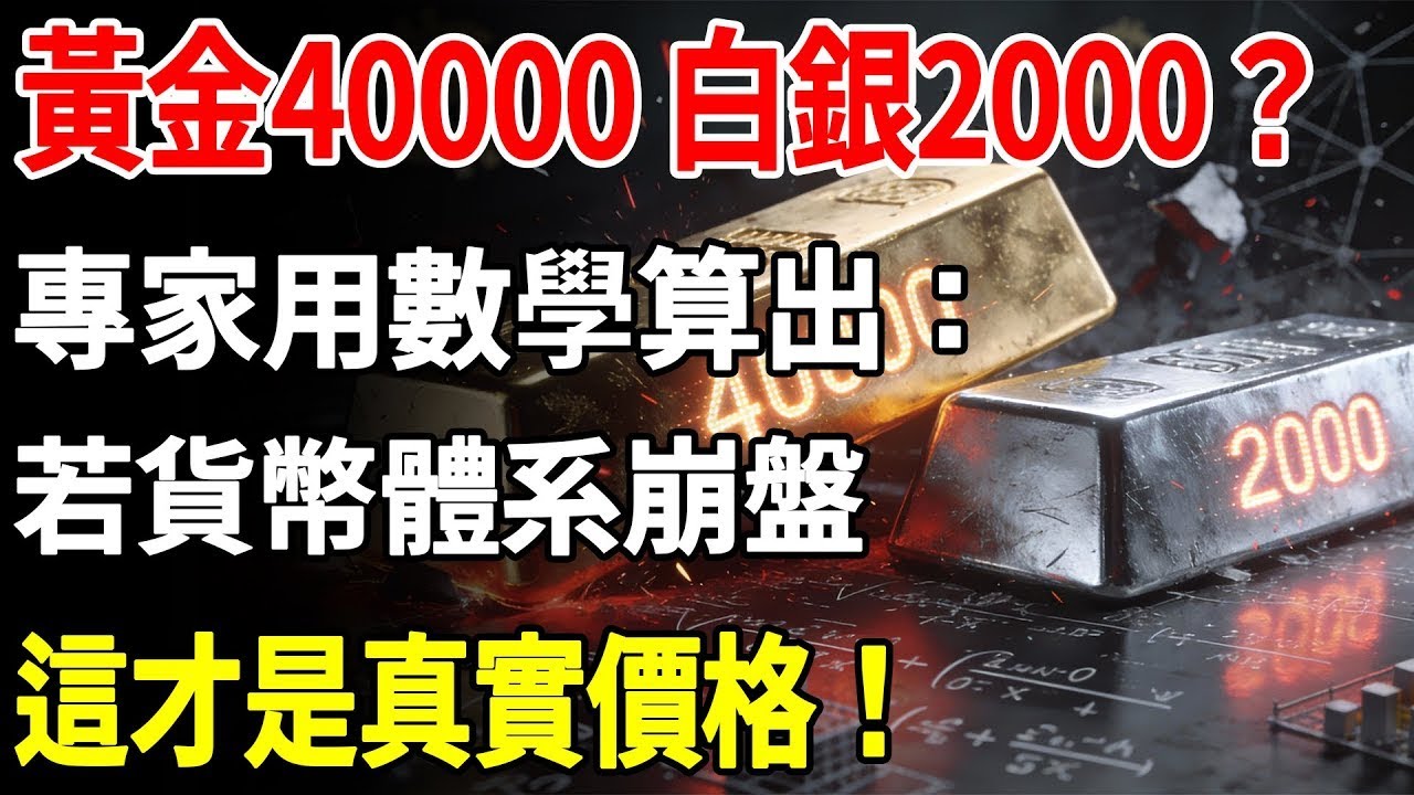 黃金40000，白銀2000？這不是瘋話！專家用數學算出：顛覆三觀的「終極預測」！若貨幣體系崩盤，這才是真實價格！#黃金#白銀#金價#理財#投資#晚年生活#晚年幸福#退休#退休生活#養老