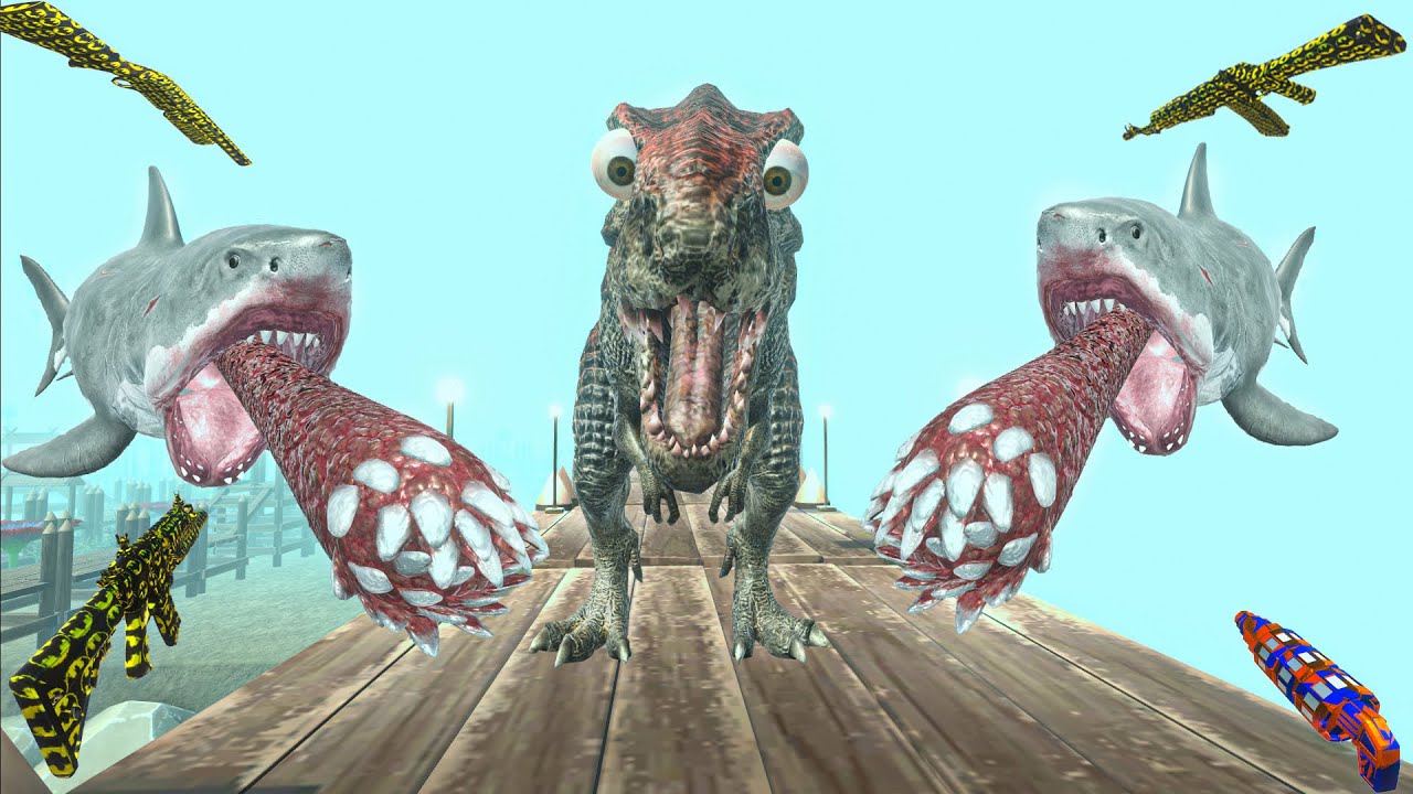 ⚡FPS DEATH RUN IN MUTANT MEGALODON INFESTED WATER⚡-Animal Revolt Battle Simulator