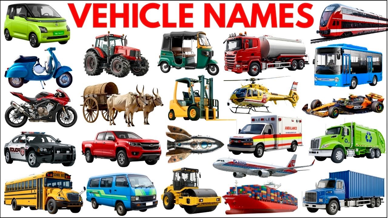 Vehicle Names | 50 Vehicles Vocabulary Words | Mode of Transport #vehicle  #vehiclenamesforkids