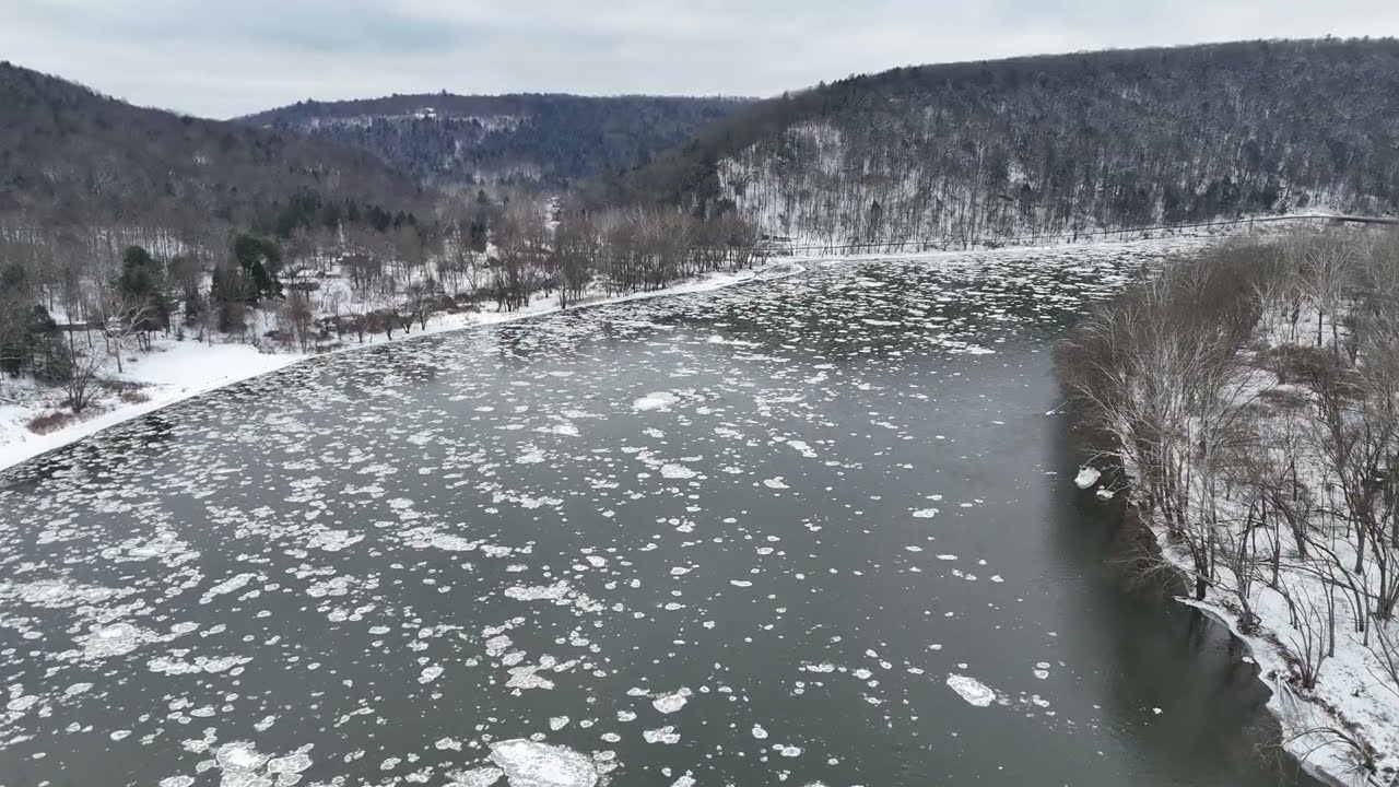 Pancake river ice on the Allegheny in Kennerdell, PA