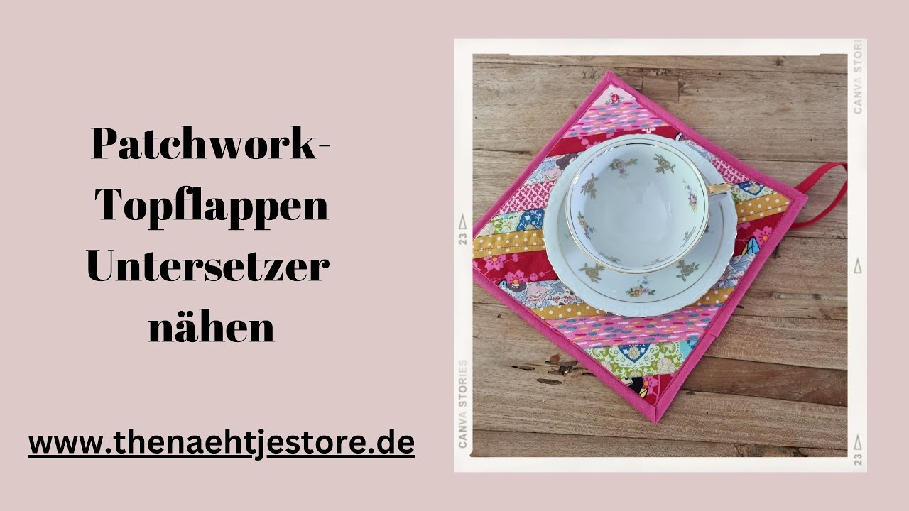 Patchwork Potholder nähen, Topflappen aus Streifen nähen,  Nähprojekt auch für Anfänger geeignet.