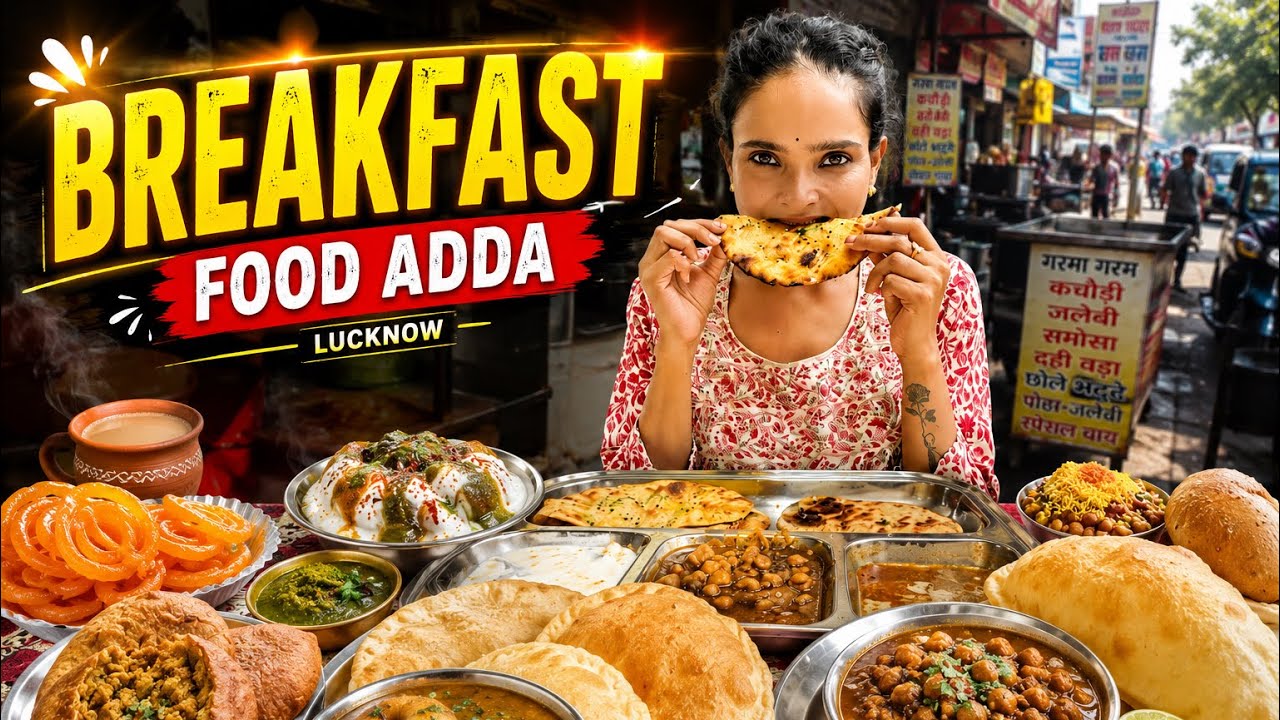 Breakfast Food Adda Lucknow || Kachodi, Vada, khasta, Chole Bhature, Jalebi, Layer kulcha .
