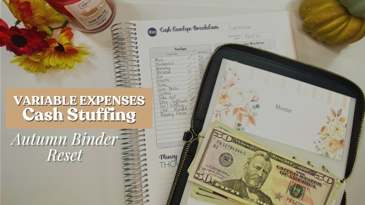 September Cash Stuffing | $930 Variable Expenses + Autumn Binder Reset 🍂