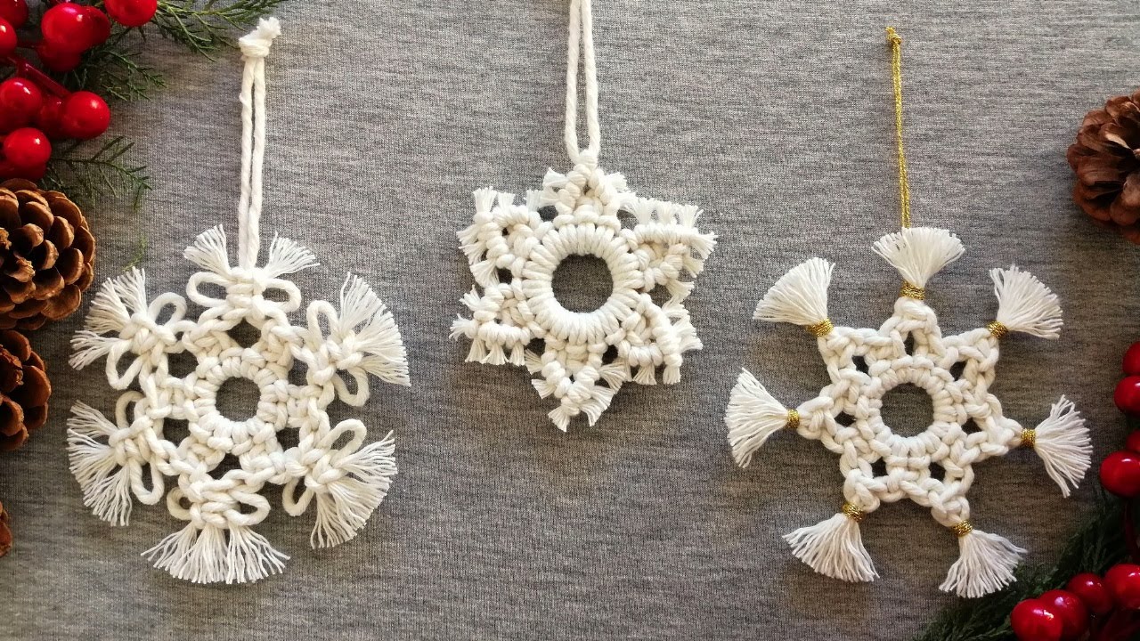 DIY ❄COPOS de NIEVE❄ en MACRAME (paso a paso) | DIY Macrame Snowflake