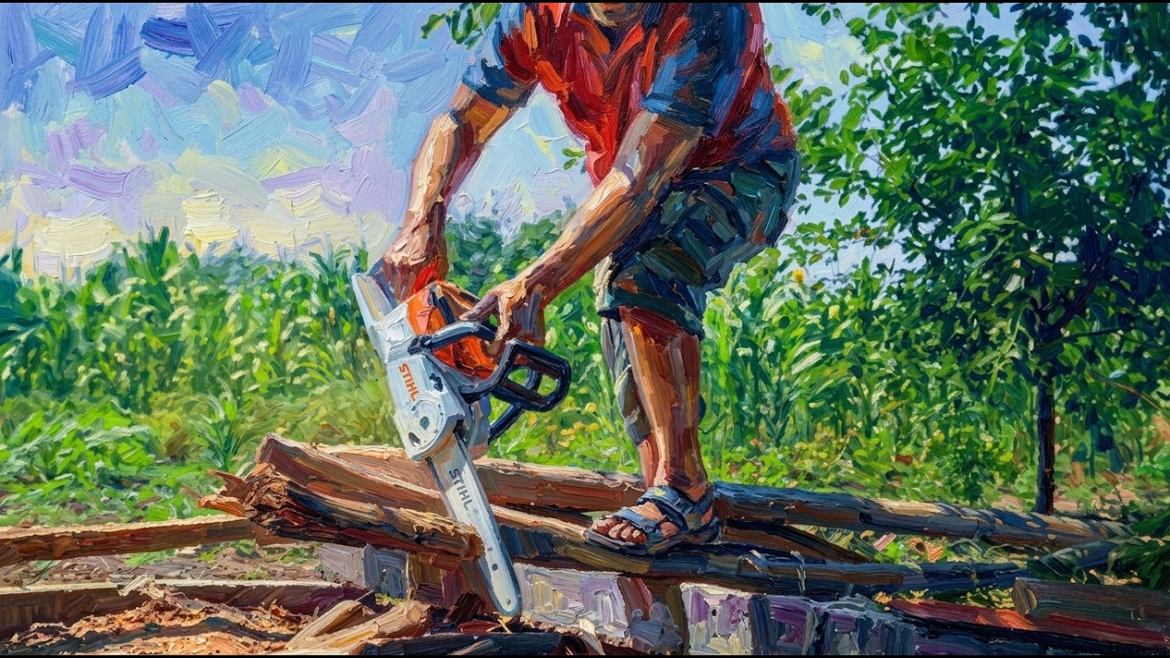 Baking a Pie and Chopping Firewood | Quiet Village Life in Eastern Europe | An Oil-Painted Story