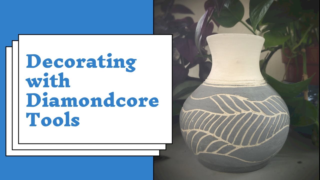 #21 - Decorating a small vase with Diamondcore Tool | Handmade Ceramics | #Pottery