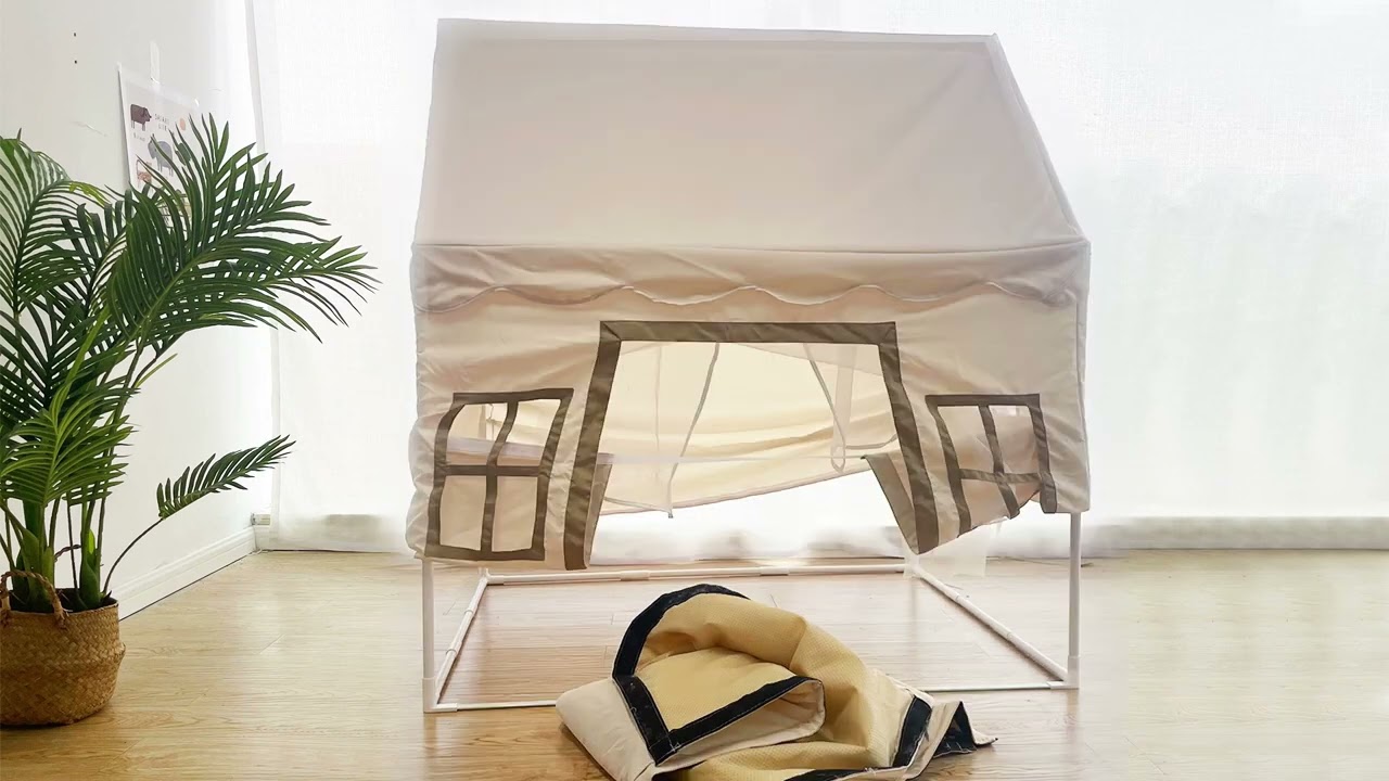Set Up Tutorial Play Tent Grey/Pink Color