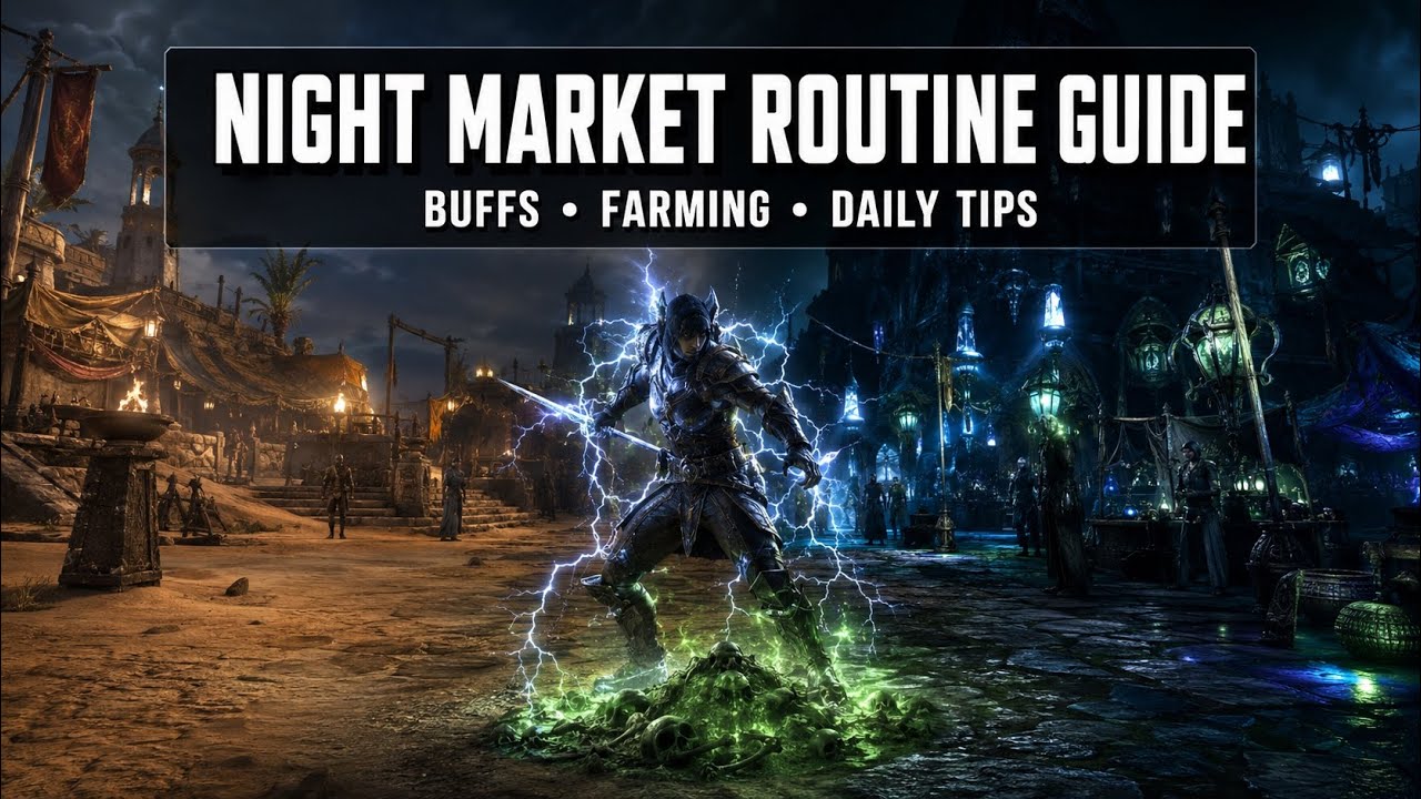 ESO Night Market Routine: Buffs, Races & Blood on the Sands Farming Guide (2026)