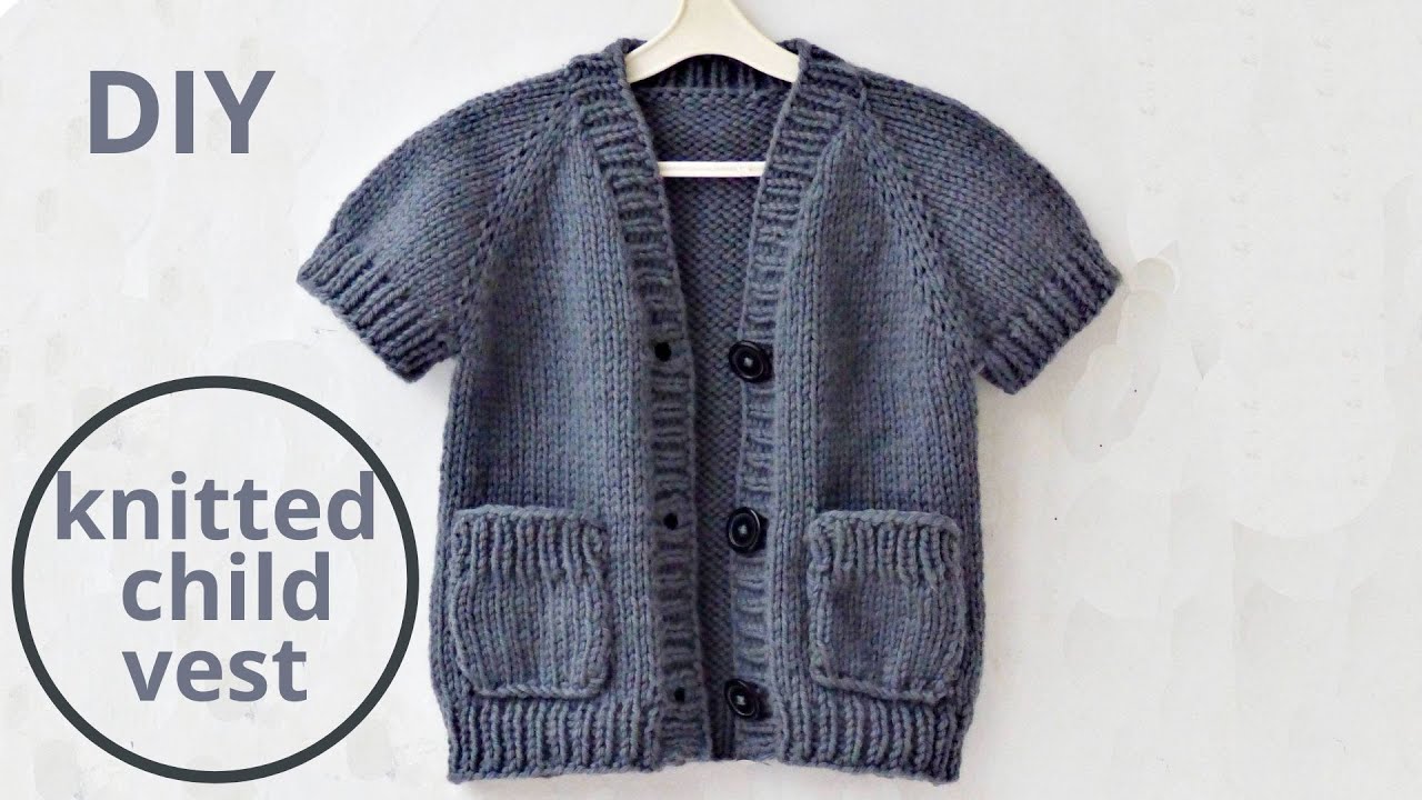 V-neck vest with pockets for kids. Video tutorial. DIY.  Iris vest by SeventhSedge. Size 3-4 years