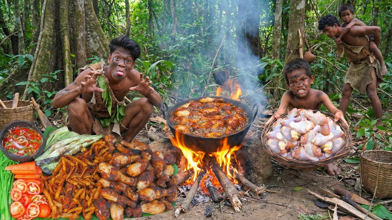 Wilderness Cooking Chicken Thing / Jungle Cooking Channel