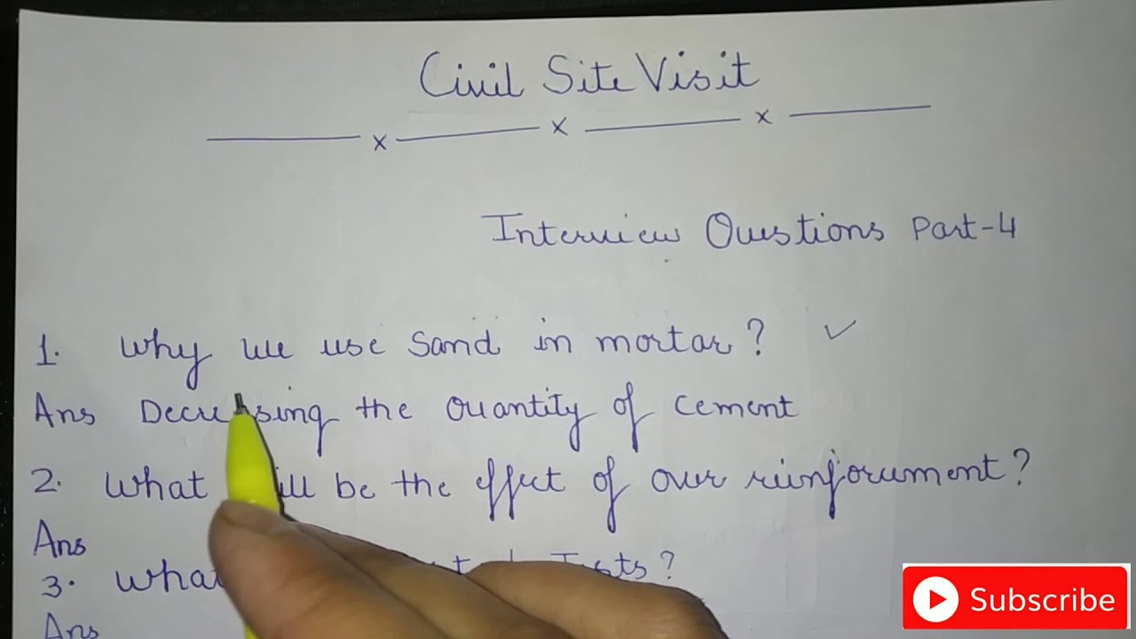 Civil Engineer interview Questions for Freshers | SITE ENGINEER INTERVIEW QUESTIONS 2021