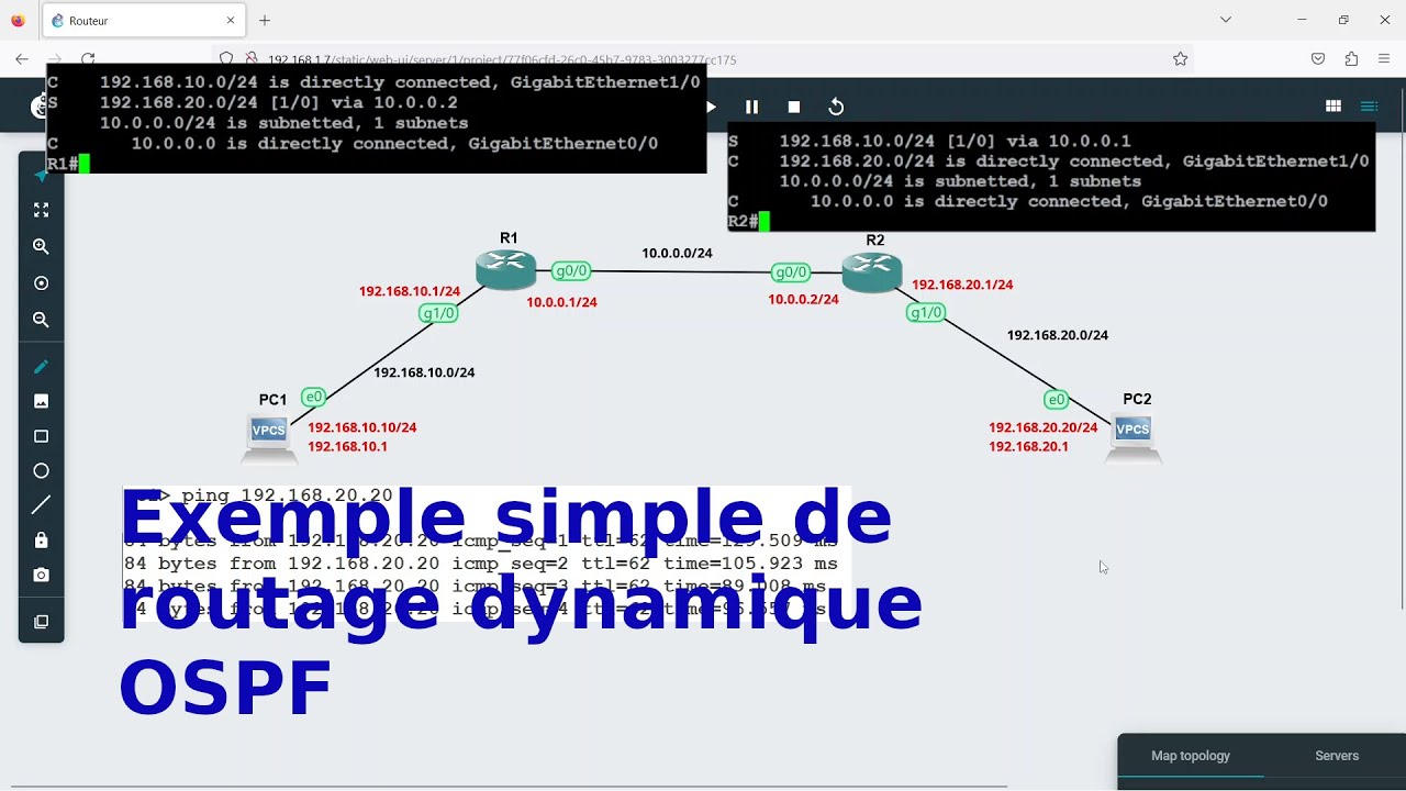 Exemple simple de routage dynamique avec OSPF