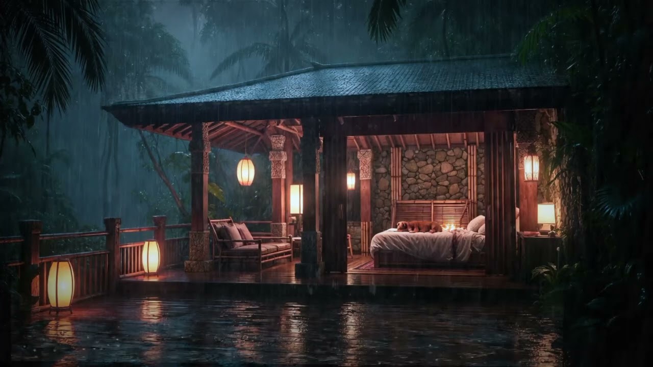 The Sound of Gentle Rain in a Tranquil Balinese Villa,A Tranquil Atmosphere for a Good Night's Sleep