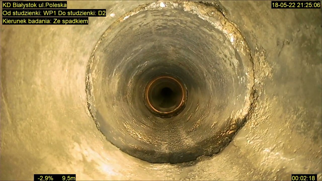 Inspekcja CCTV - rozdzielczość HD w starej deszczówce o średnicy fi 160