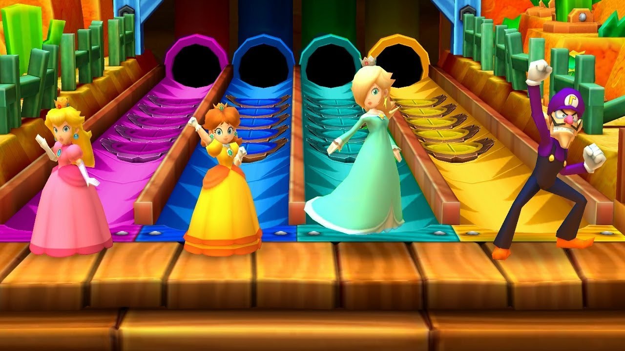 Mario Party Star Rush MiniGames - Peach Vs Daisy Vs Rosalina Vs Waluigi (Master CPU)