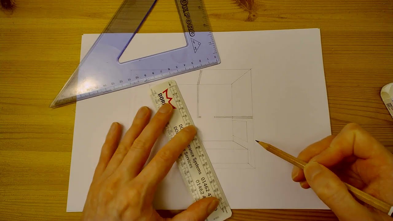 Floor plan 1 point perspective for BTEC L3 Construction & the Built Environment Unit 2
