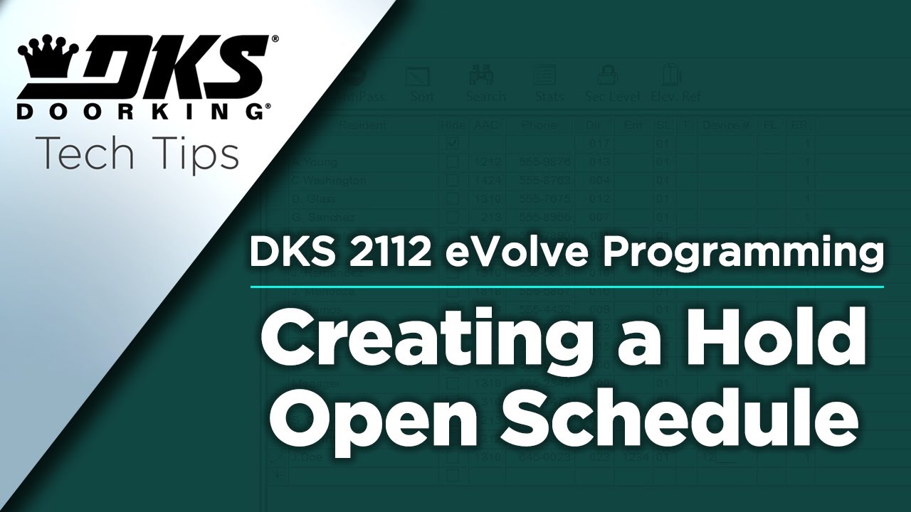 DKS Tech Tips: DoorKing 2112 eVolve Video Entry System – Creating a Hold Open Schedule