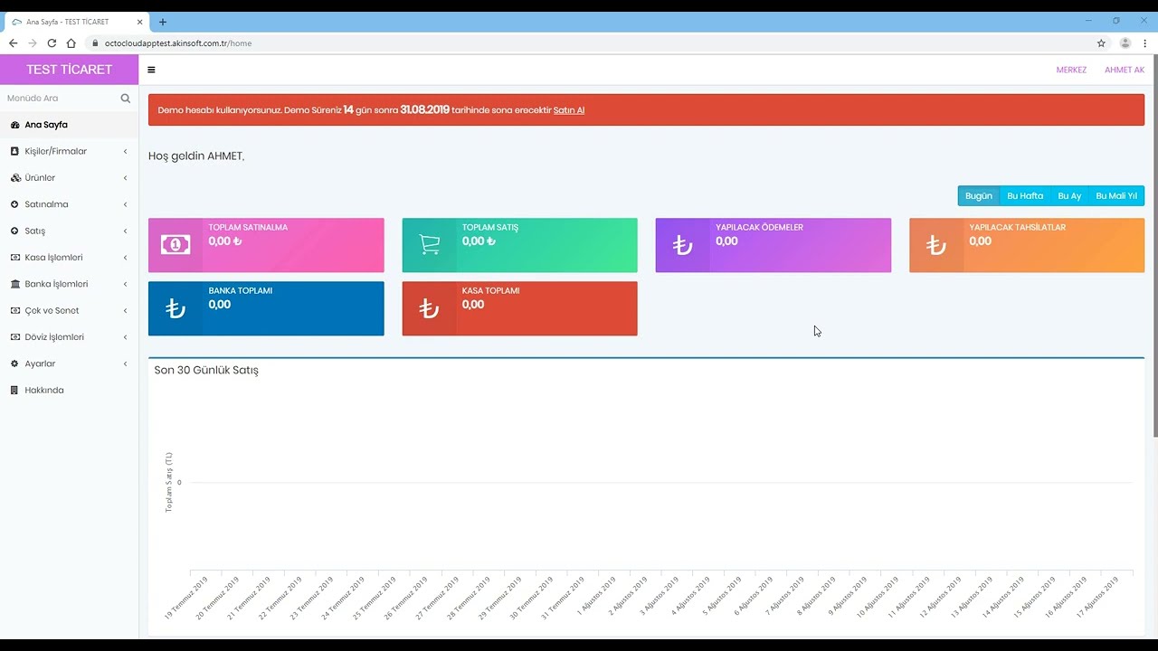 AKINSOFT  OctoCloud Kişi Firma Kayıt İşlemi