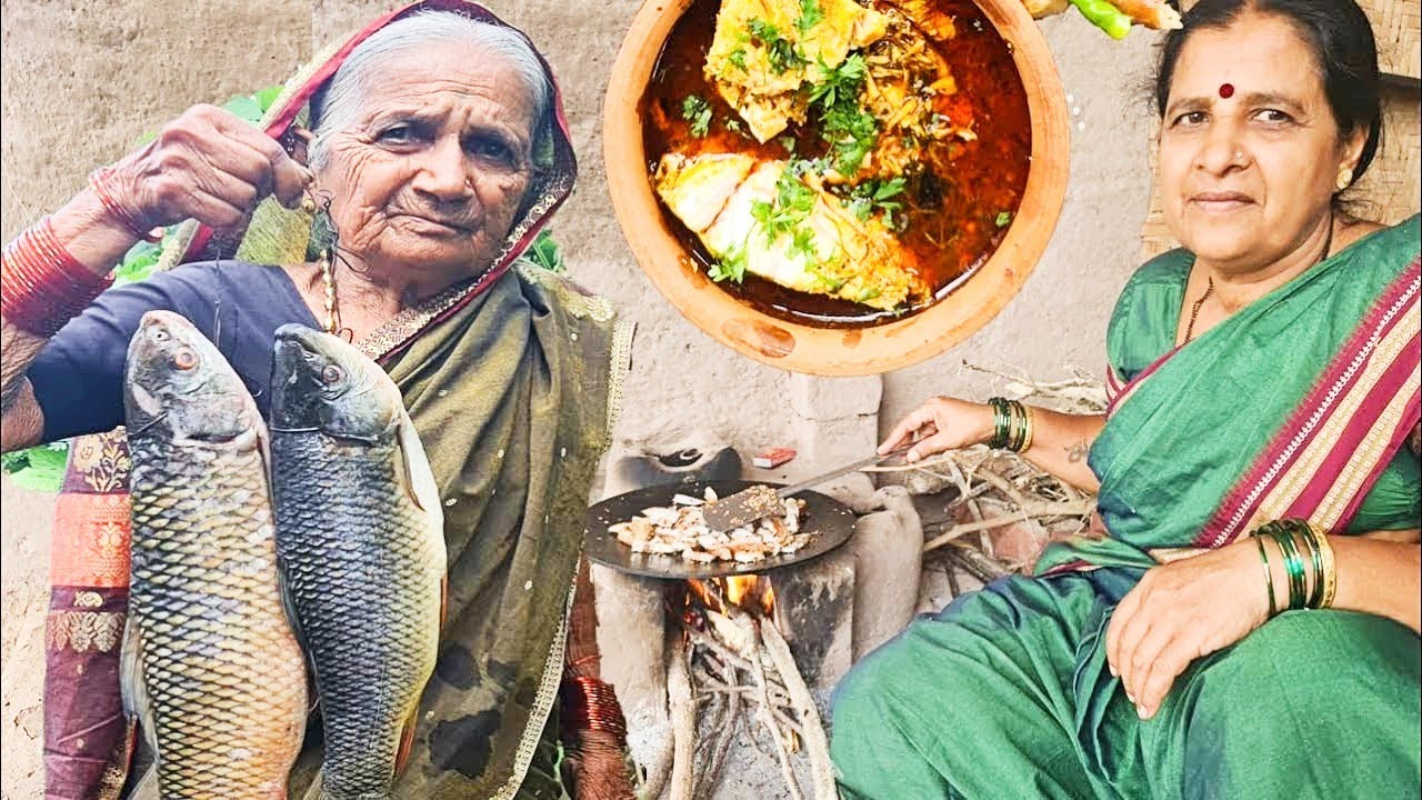 चुलीवरच झणझणीत मास्याचं गावरान कालवण | Fish curry cooking in village | Traditional fish curry recipe