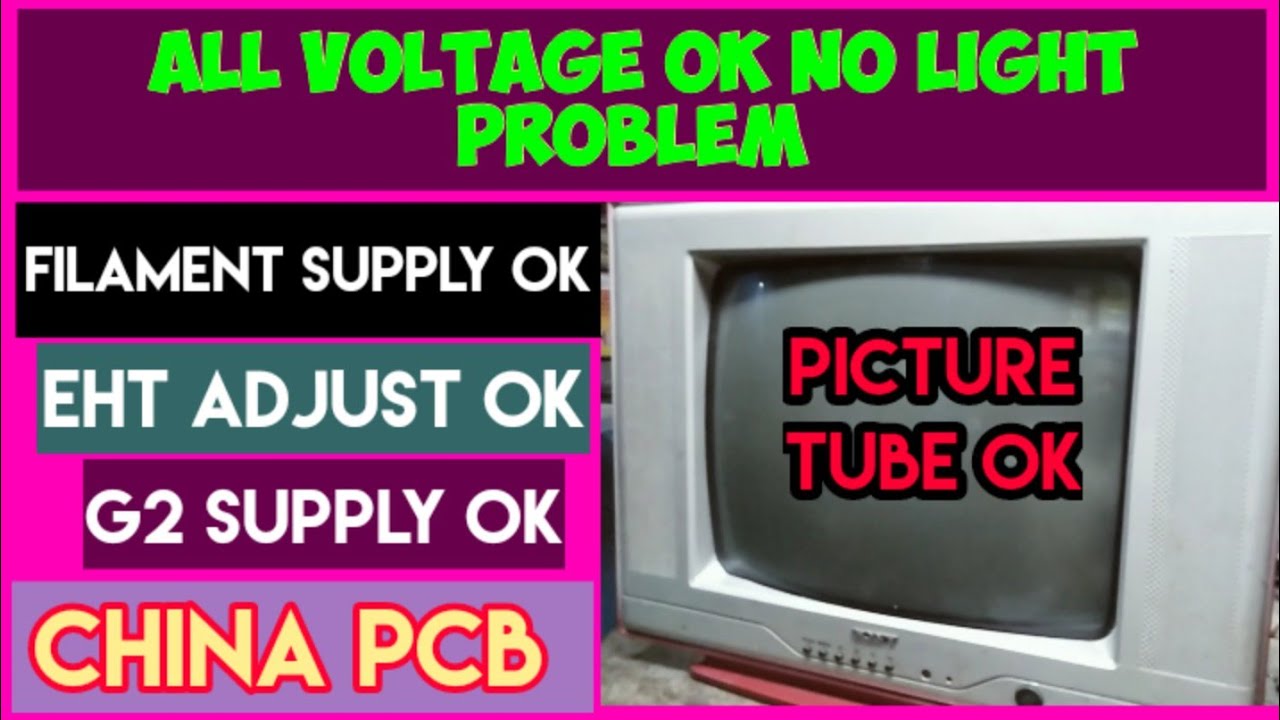 No light problem in crt tv. / All voltage ok no light in china pcb. / FBP problem repair in crt tv.