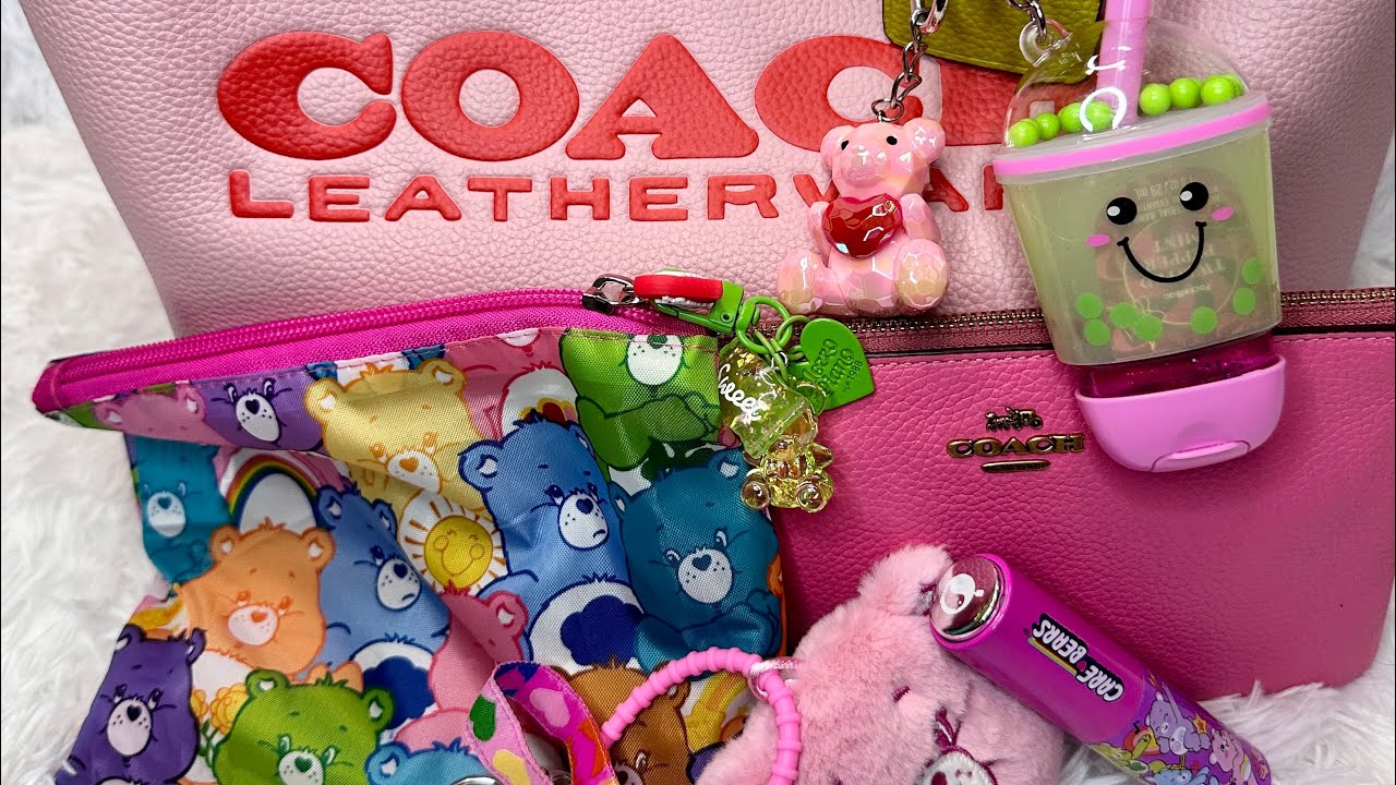 What’s in my bag!! 💕🧸 Care❤️Bear themed! Coach Kia tote