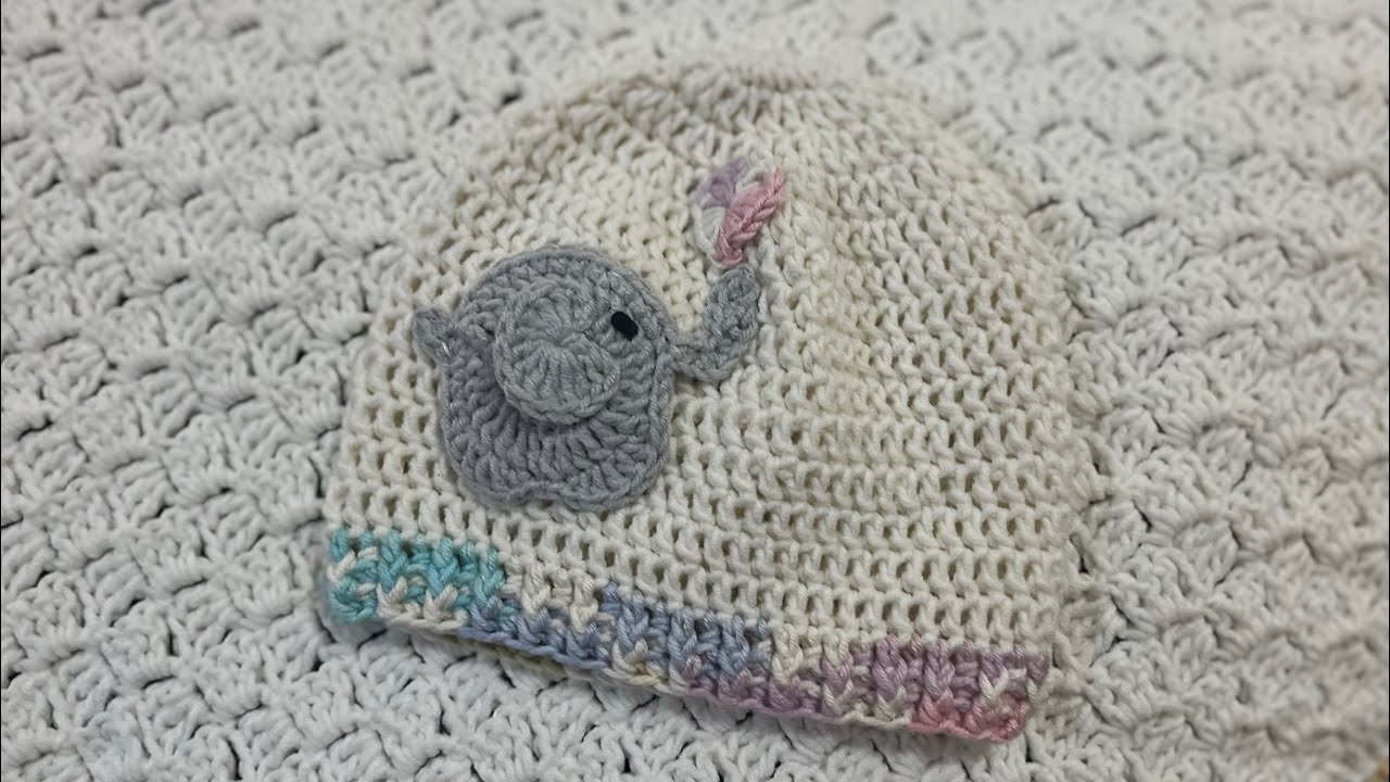كروشيه طاقيه بأبليك  الفيل (طقم فلافيلو ) crochet elephant 🐘 hat