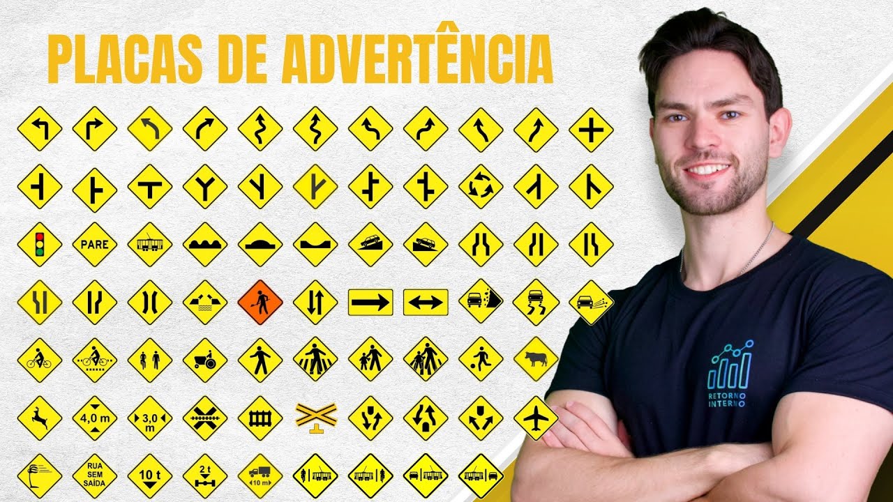 🟡 TODAS as PLACAS de ADVERTÊNCIA de TRÂNSITO EXPLICADAS! (Gabarite a PROVA do DETRAN)